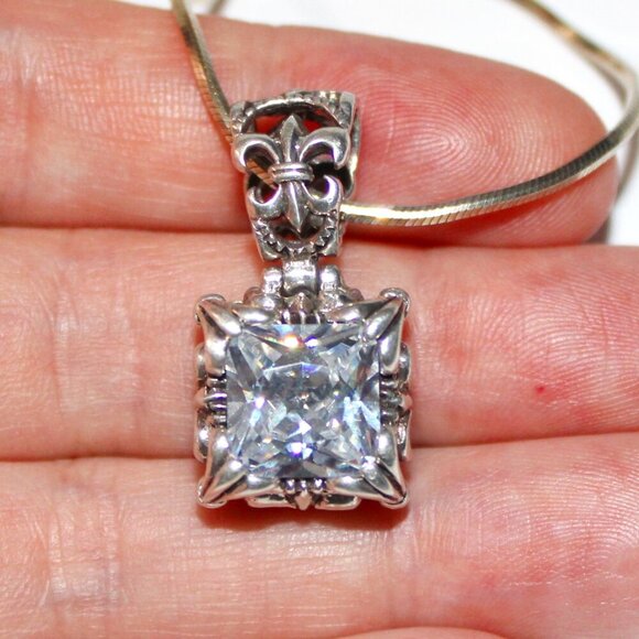 Sterling Silver Cubic Zirconia Snake Chain Necklace 12 Grams - Picture 7 of 7